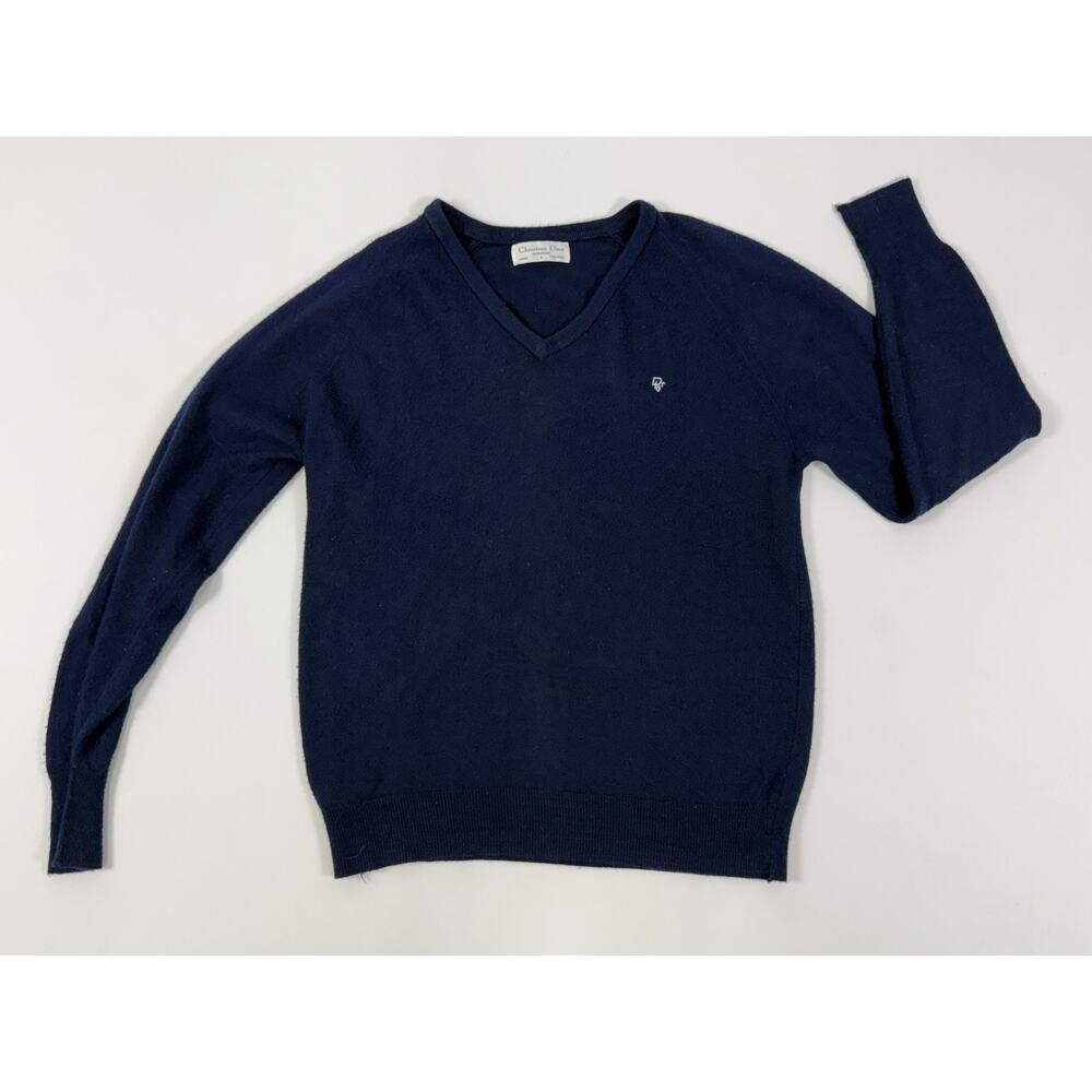 Retro Christian Dior Monsieur V-Neck Knit Sweater Size Men's Large RN #14321